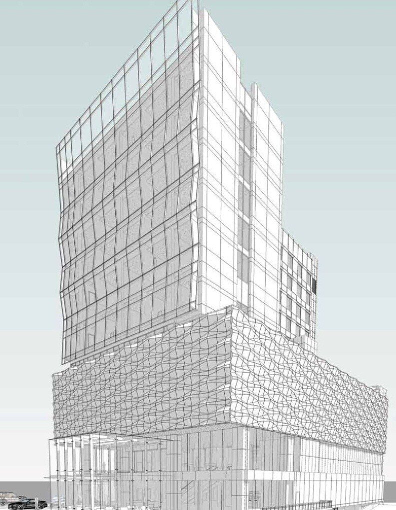 ภาพจำลอง 3 มิติ (rendering) ของอาคารโรงพยาบาลวัฒนเวชช์ อินเตอร์เนชั่นแนล (WIH International Hospital) ตามแบบสถาปัตยกรรม